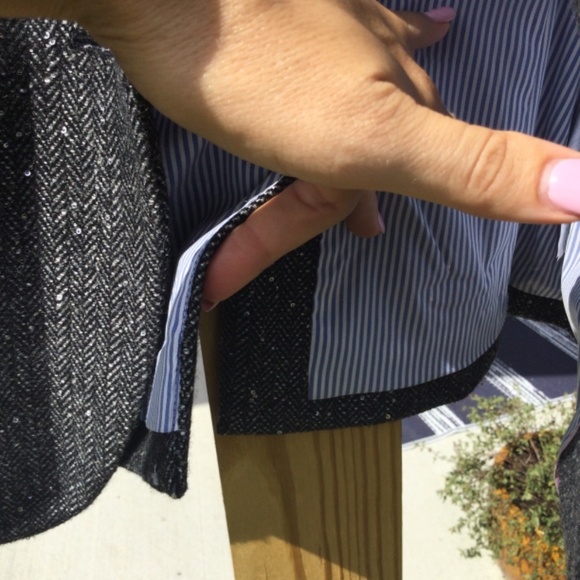 J. Crew 0P Metallic Black Blazer one button Dark academia business 0 petite work - Picture 11 of 15